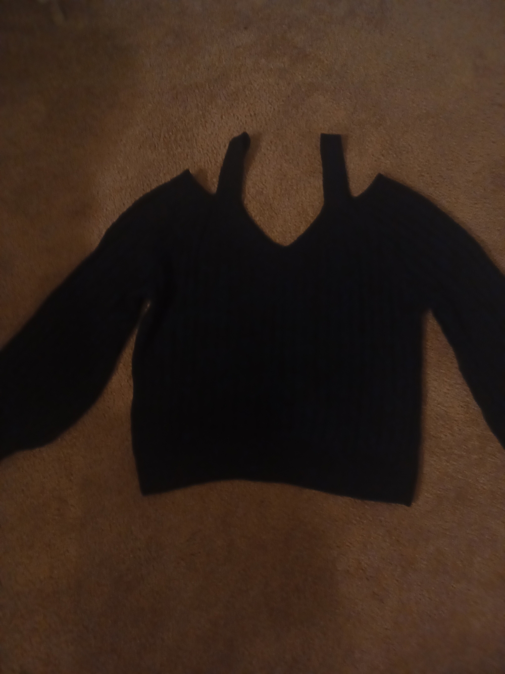 Brand NEW Black Cold-Shoulder V-Neck Women's Sweater